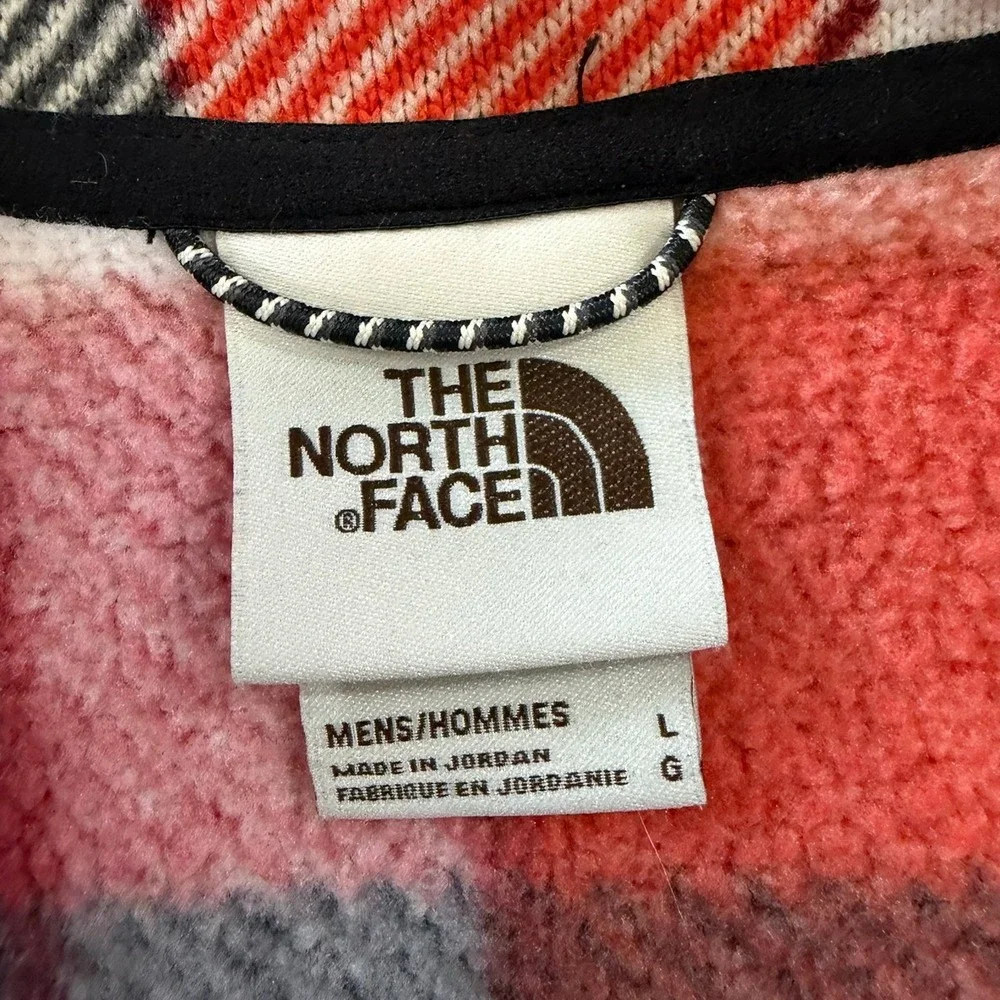The North Face Red Black Buffalo Plaid Quarter‎ Zip Fleece Pullover Large (996)